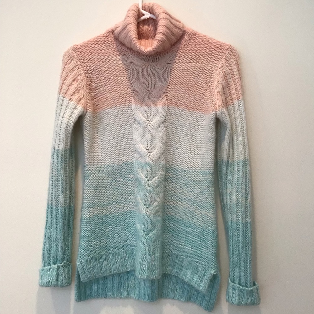 FENN WRIGHT MANSON Women’s Turtleneck Sweater Size S Peach White Green